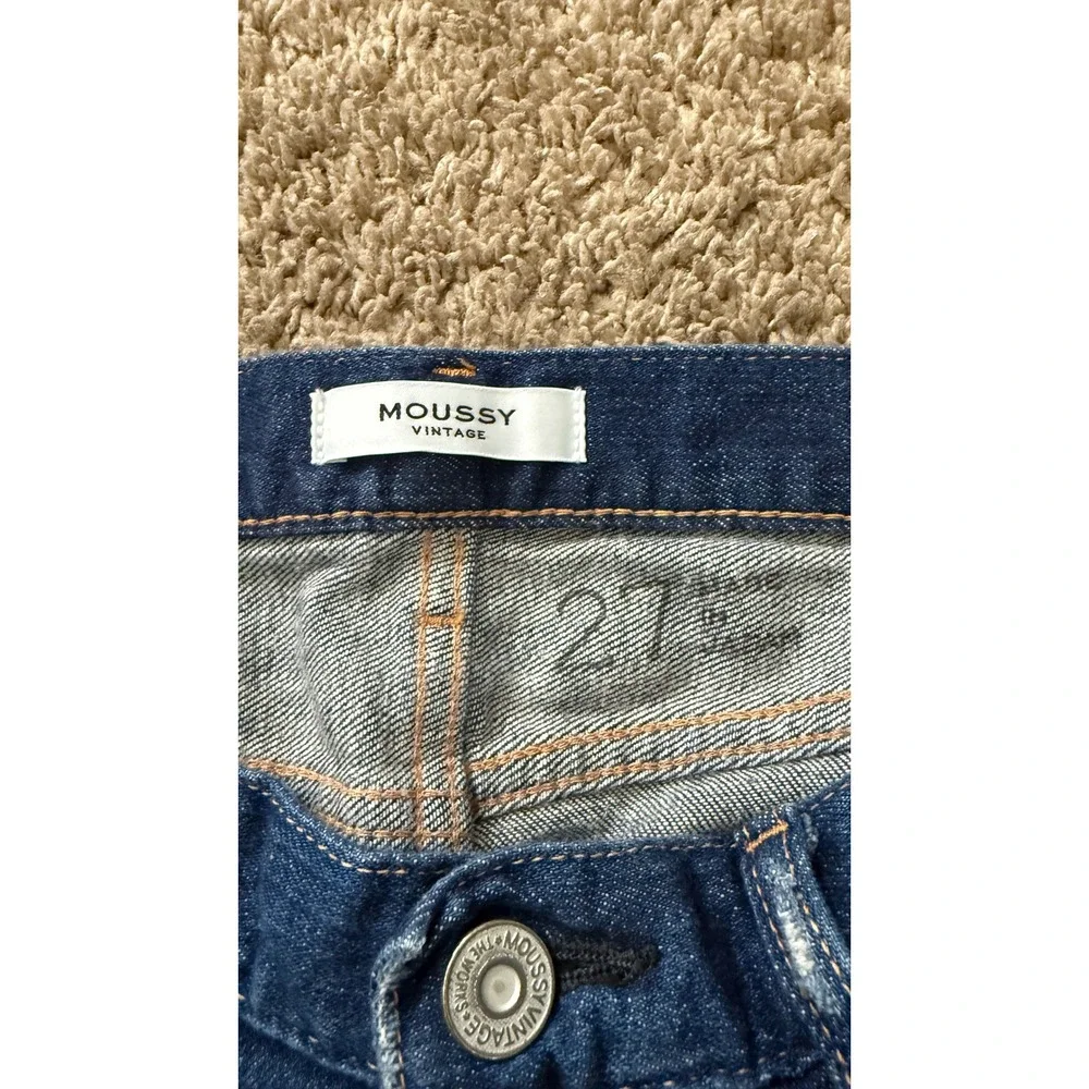 Moussy Vintage Womens Factory Distressed Slim Tapered Jeans Blue Size 27 - Picture 6 of 9